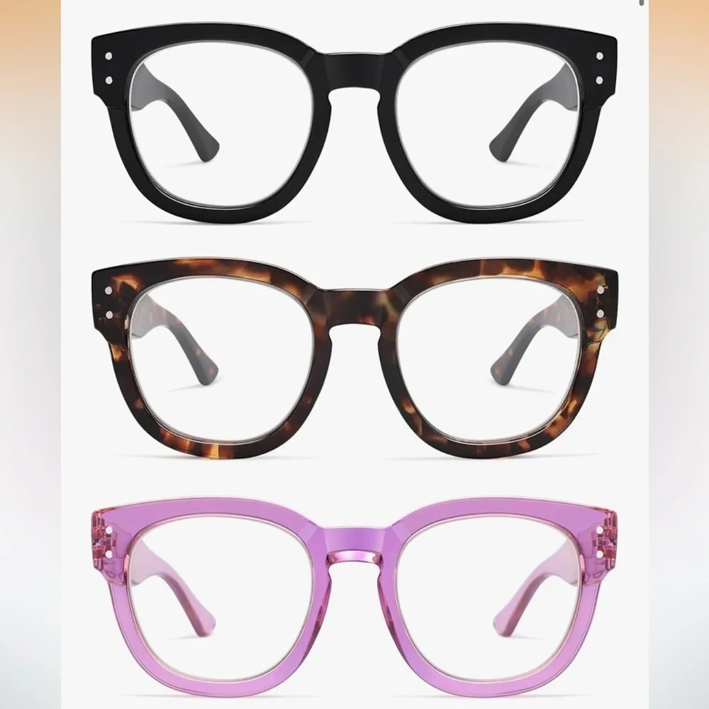 AMOMOMA 3 Pack Retro Oversized Reading Glasses 060